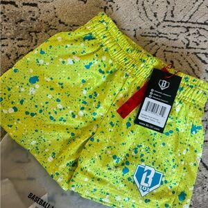 NWT Lime Splatter Baseball Lifestyle Kids XS shorts